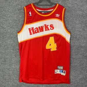 Vintage ADIDAS Spud Webb #4 Atlanta Hawks Hardwood Classic SEWN Jersey‎ SZ L